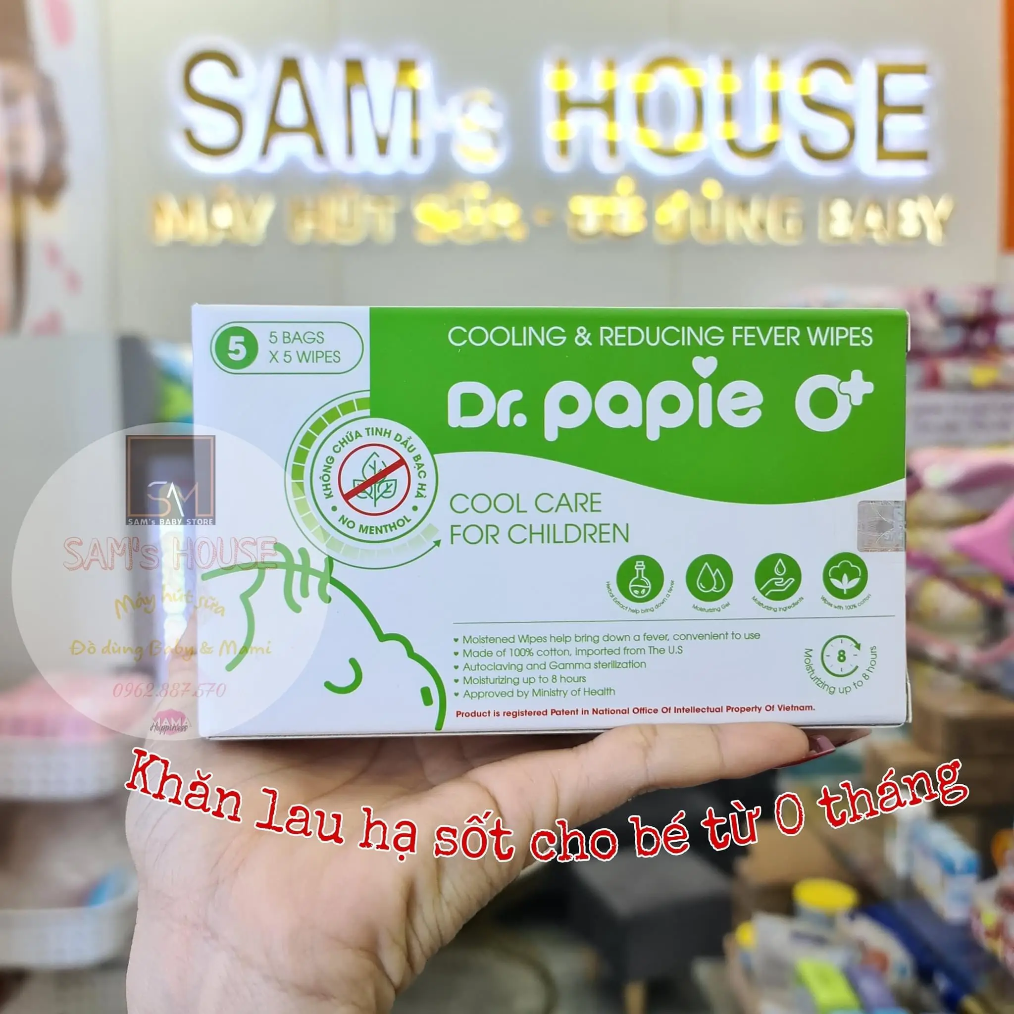 Khăn lau hạ sốt Dr.papie 0m+